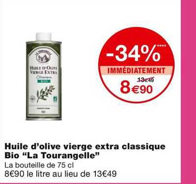 Huile D'olive Vierge Extra Classique Bio "la Tourangelle"