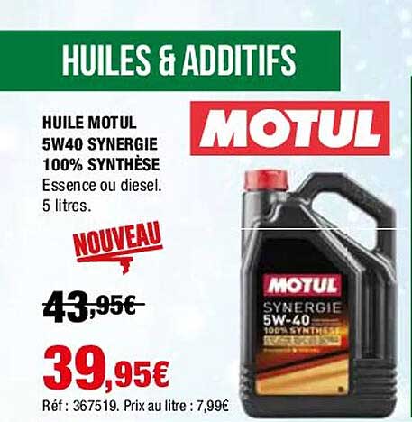 huile motul 5w40 synergie 100% synthèse motul