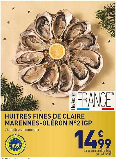 huîtres fines de claire marennes-oléron n°2 igp