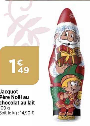 jacquot père noël au chocolat au lait
