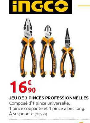 jeu de 3 pinces professionnelles ingco
