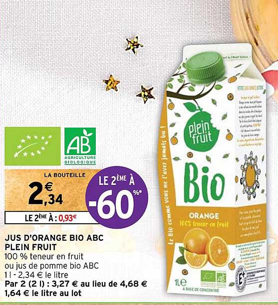Jus D'orange Bio Abc Plein Fruit