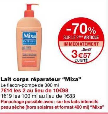 lait corps reparateur "mixa"