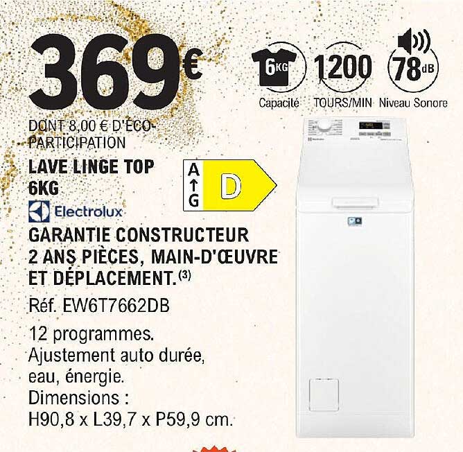 lave linge top 6 kg electrolux