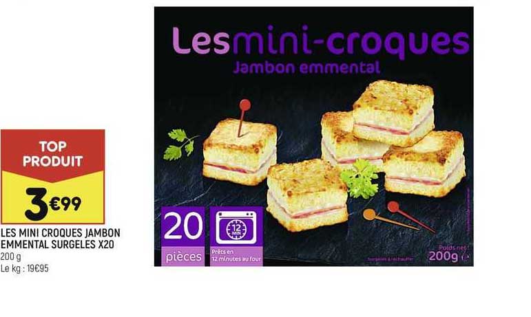 les mini croques jambon emmental surgelés x20