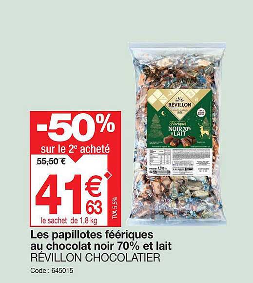 les papillotes féériques au chocolat noir 70% et lait révillon chocolatier