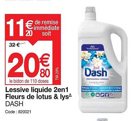 lessive liquide 2en1 fleurs de lotus & lys dash