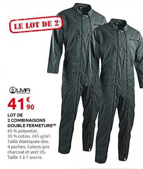 lot de 2 combinaisons double fermeture