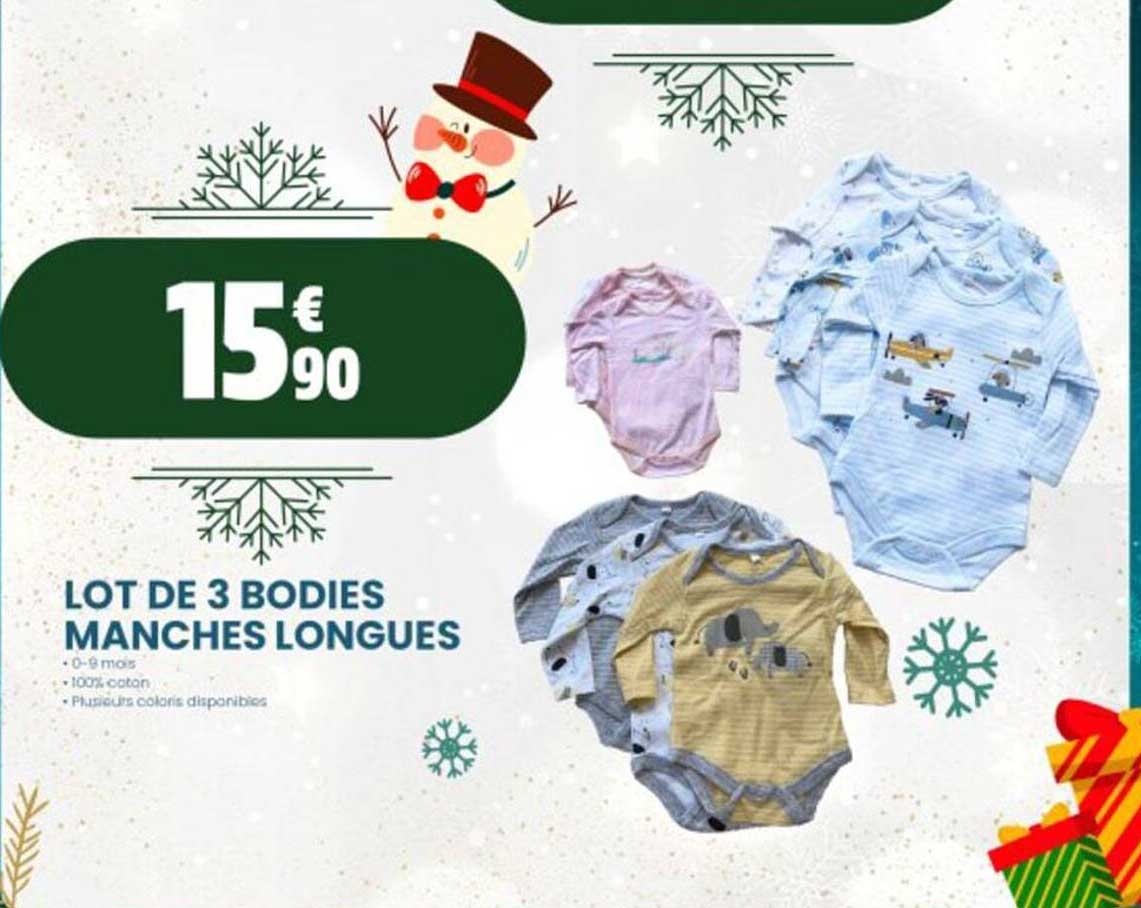 lot de 3 bodies manches longues