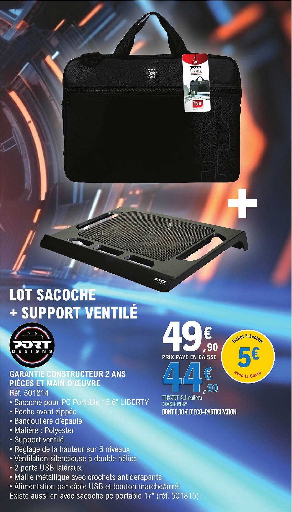 lot sacoche + support ventilé port design