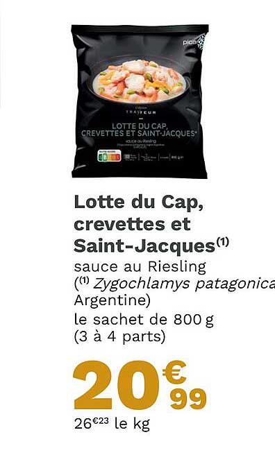 lotte du cap, crevettes et saint-jacques