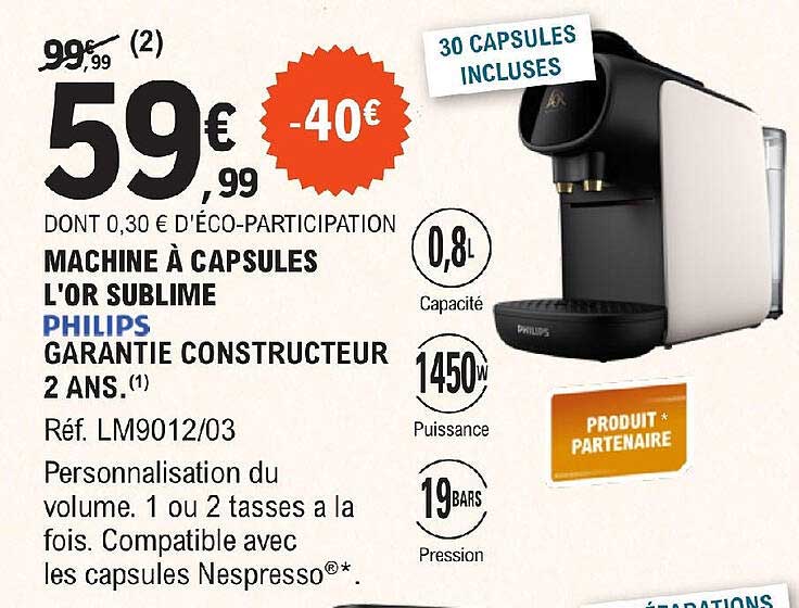 machine à capsules l'or sublime philips