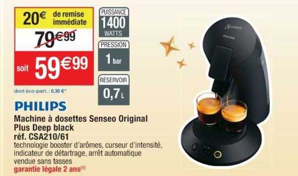 machine à dosettes senseo original plus deep black philips