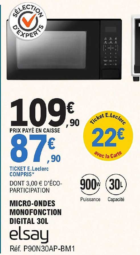 micro-ondes monofonction digital 30 l elsay