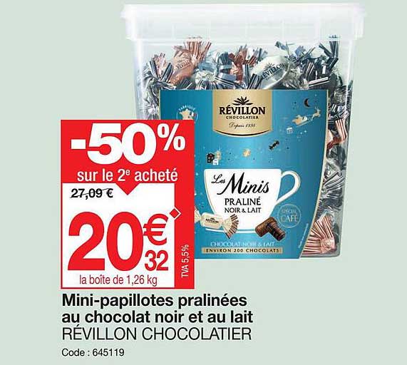 mini-papillotes pralinées au chocolat noir et au lait révillon chocolatier