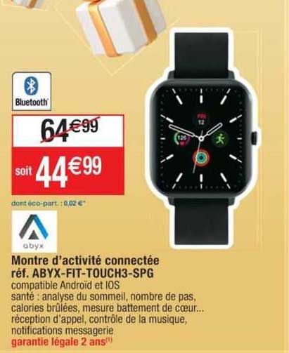 montre d'activité connectée abyx-fit-touch3-spg