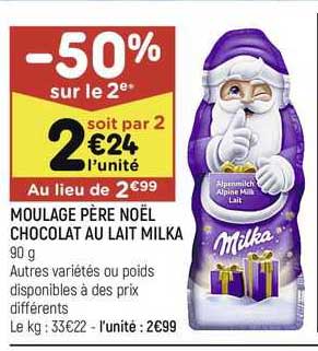 moulage père noël chocolat au lait milka