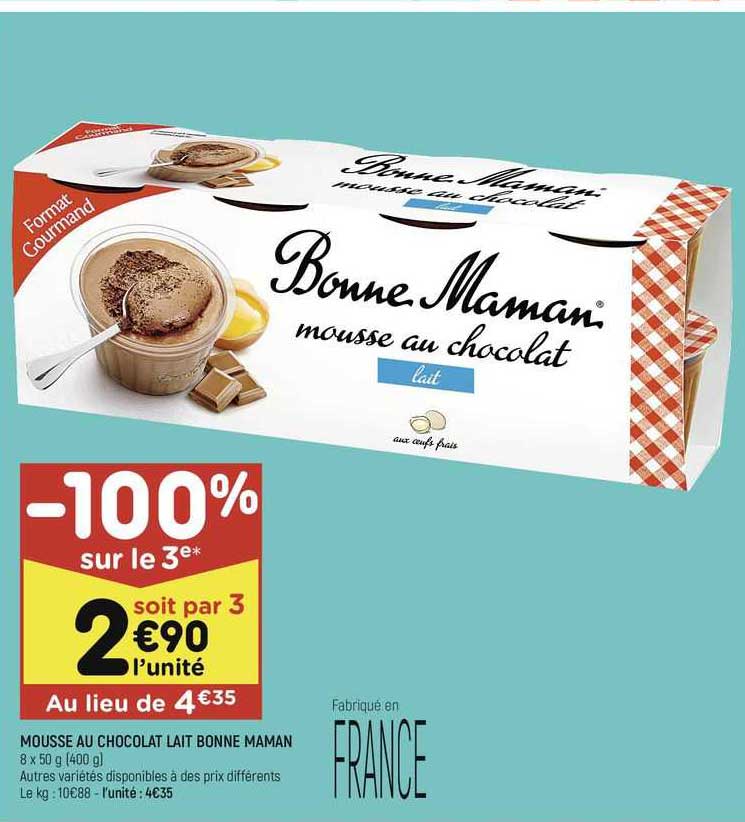 mousse au chocolat lait bonne maman