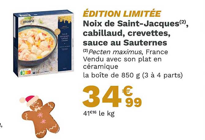 noix de saint-jacques, cabillaud, crevettes, sauce au sauternes