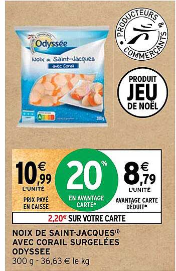 noix de saint-jacques avec corail surgelées odyssée
