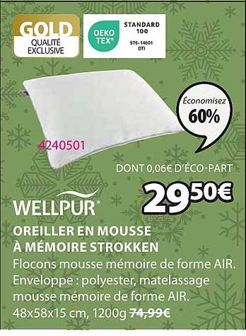 Oreiller En Mousse à Mémoire Strokken Wellpur