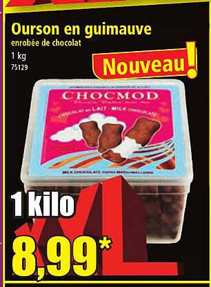 ourson en guimauve enrobée de chocolat