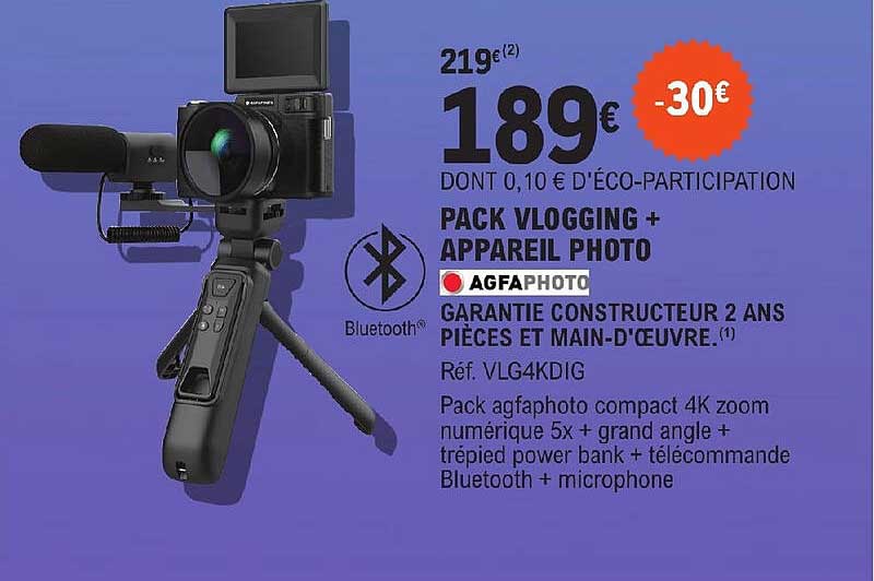 pack vlogging + appareil photo agfa photo