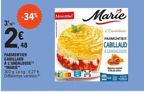 parmentier cabillaud à l'andalouse "marie"