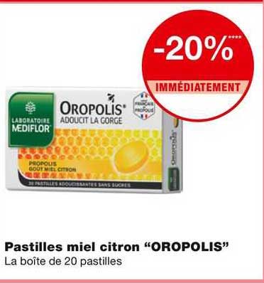 pastilles miel citron "oropolis"