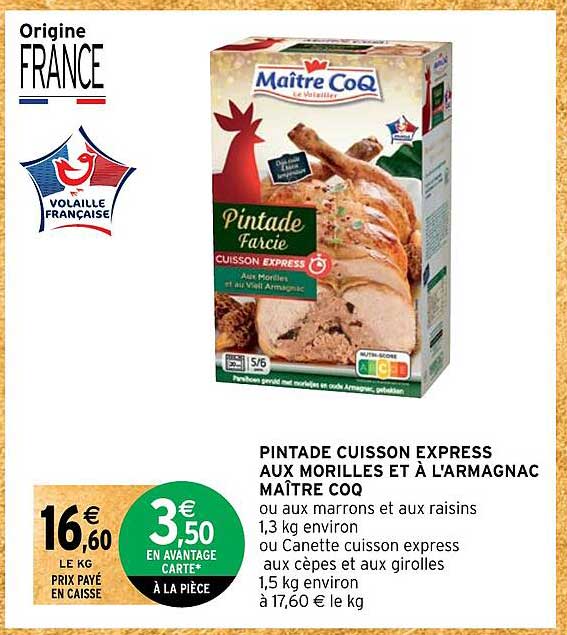 pintade cuisson express aux morilles et à l'armagnac maître coq