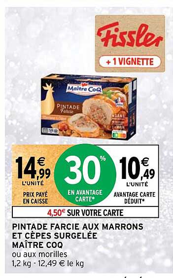 pintade farcie aux marrons et cèpes surgelée maître coq