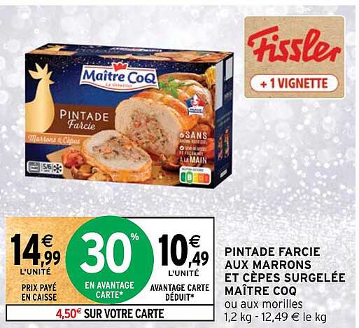 pintade farcie aux marrons et cepes surgelee maitre coq