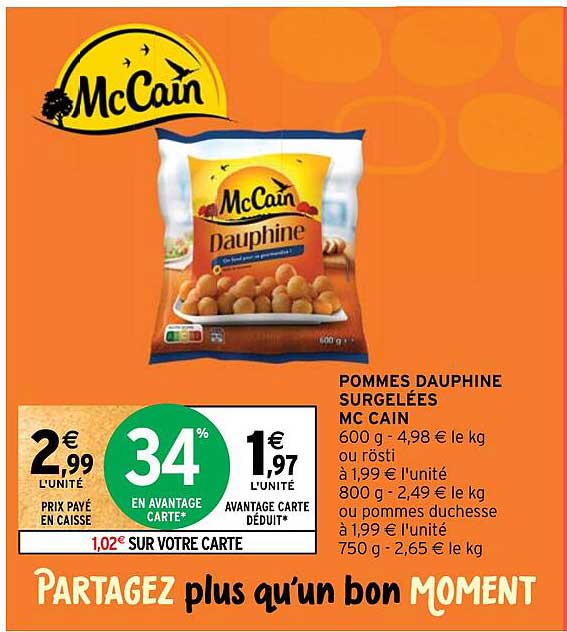 pommes dauphine surgelees m cain
