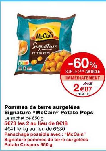 pommes de terre  surgelees signature "mccain" potato pops