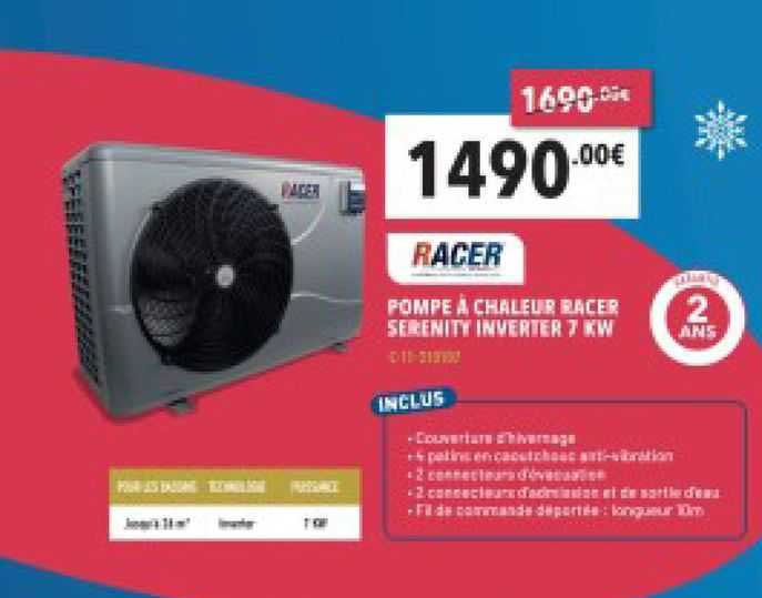 pompe à chaleur racer serenity inverter 7 kw racer