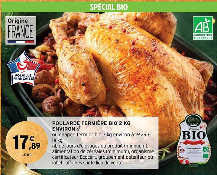 poularde fermière bio 2 kg environ