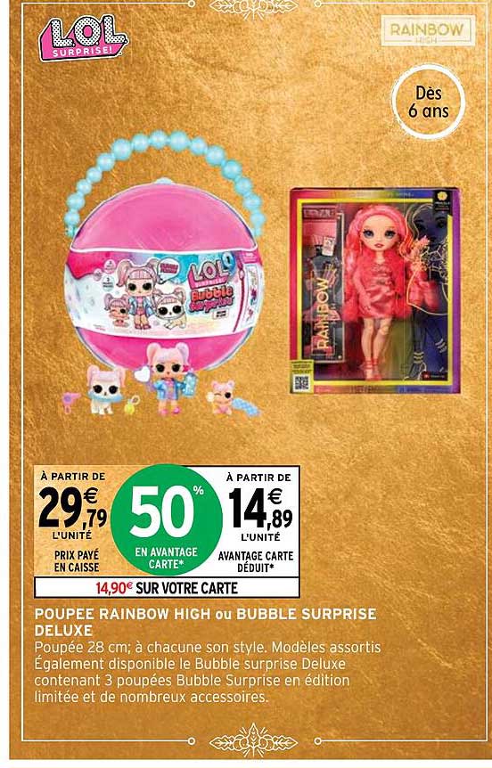 poupee rainbow high ou bubble surprise deluxe