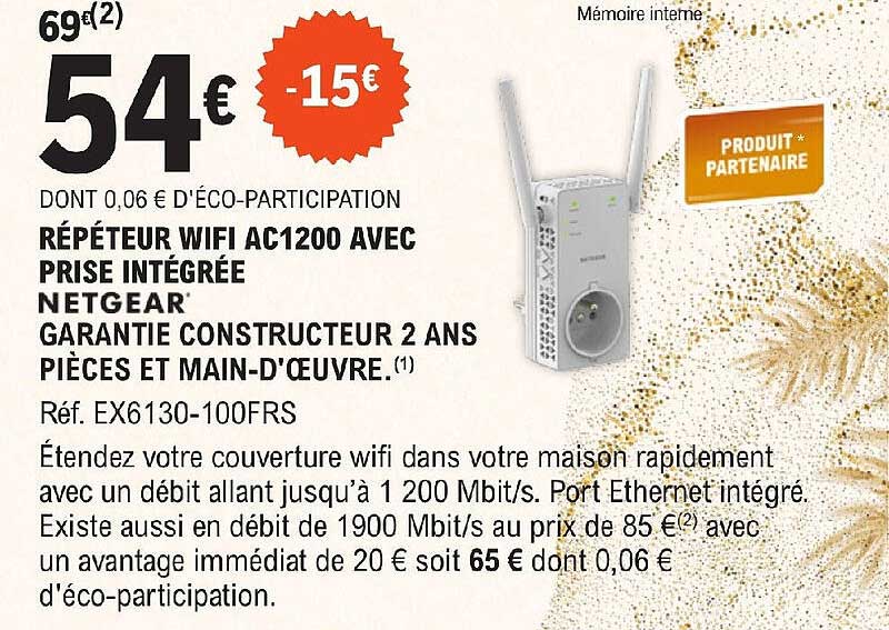 répéteur wifi ac1200 avec prise intégrée netgear