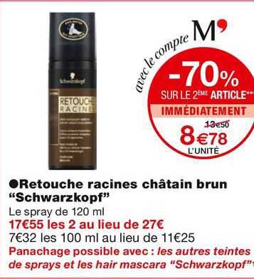 retouche racines chatain  brun "schwarzkopf"