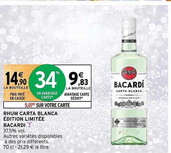 rhum carta blanca edition limitee  bacardi