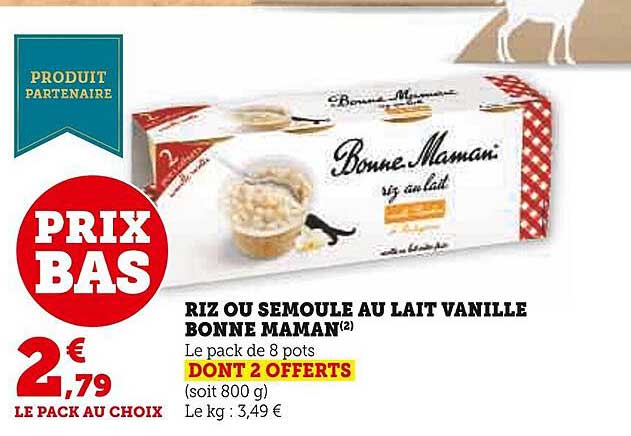 riz ou semoule au lait vanille bonne maman
