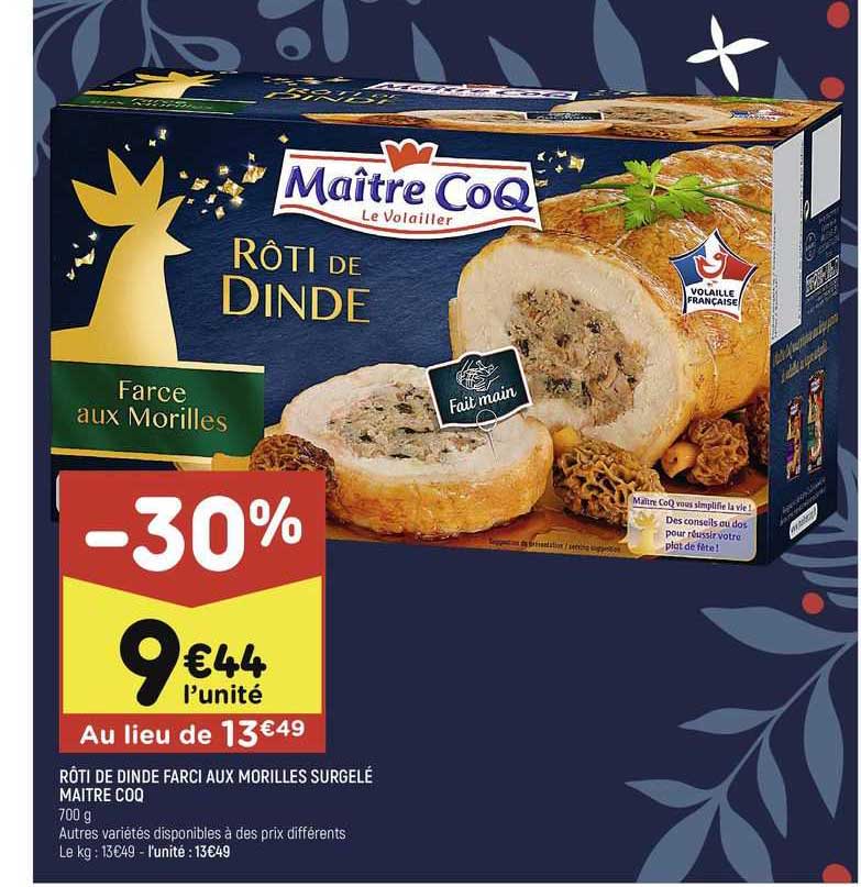 rôti de dinde farci aux morilles surgelé maître coq