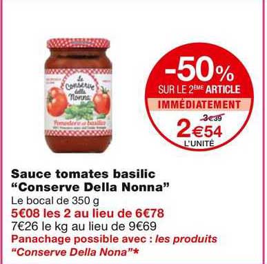sauce tomates basilic "conserve della nonna"