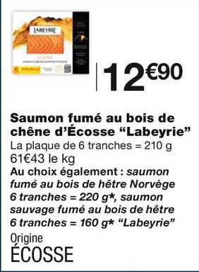 saumon fumé au bois de chêne d'écosse "labeyrie"