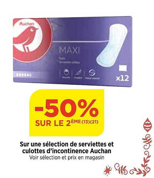 Serviettes Et Culottes D'incontinence Auchan