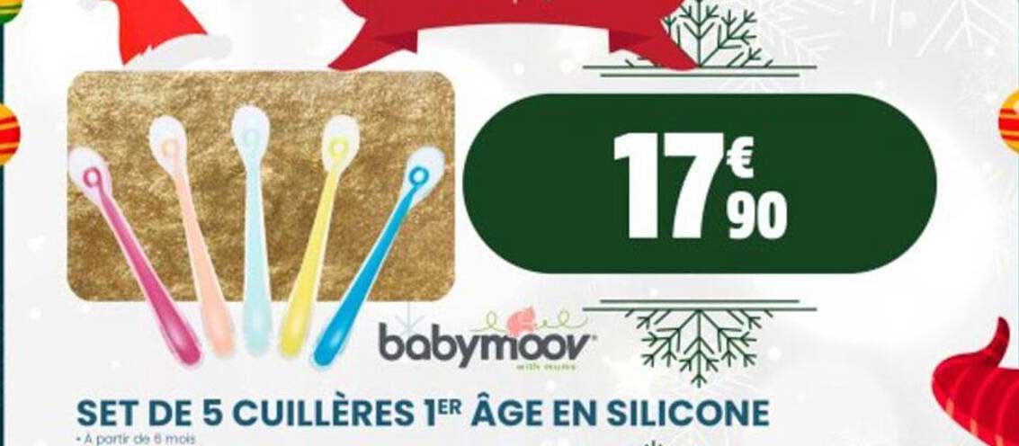 set de 5 cuillères 1er âge en silicone babymoov