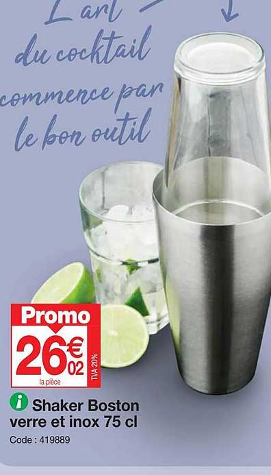Shaker Boston Verre Et Inox 75 Cl