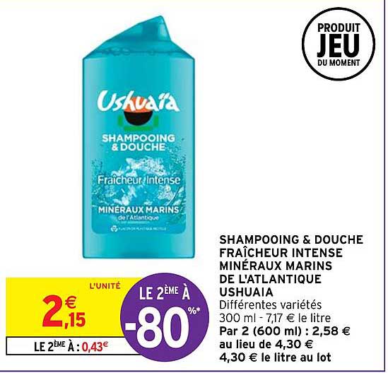 shampooing & douche fraicheur  intense mineraux marins  de l'atlantique ushuaia