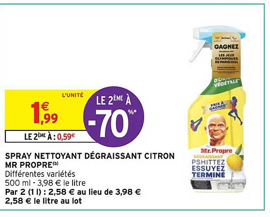 Spray Nettoyant Degraissant  Citron Mr Propre