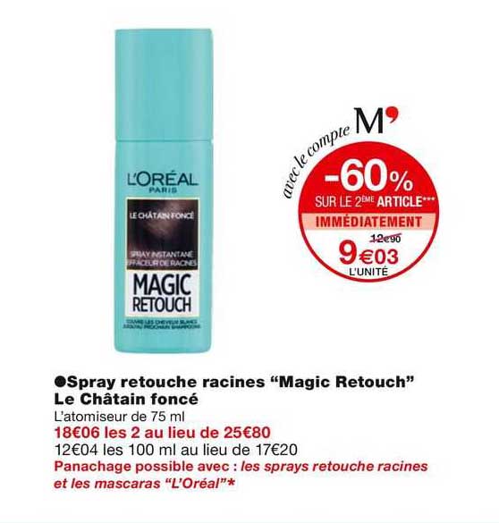 spray retouche  racines "magic retouch" le chatain fonce
